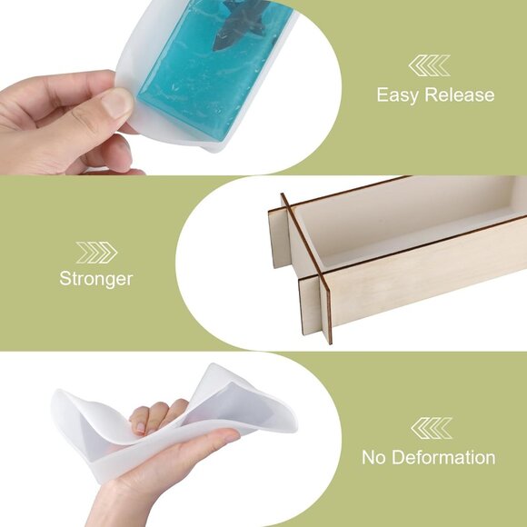 Large Resin Molds, Rectangle Silicone Molds for Epoxy Resin, 5 PCS Cuboid Resin - Picture 4 of 7